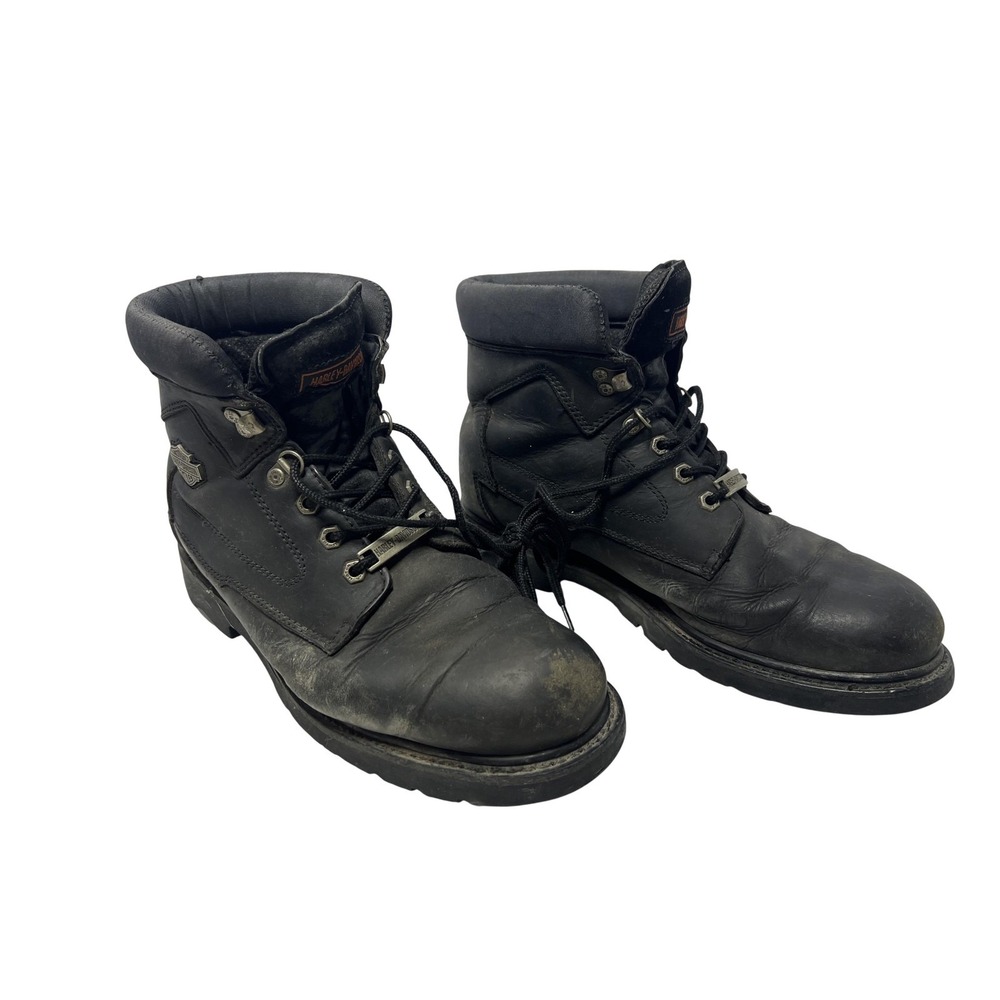 Harley-Davidson Boots Womens Size 8.5‎ Black Leather Ankle Biker Moto Riding